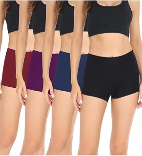 wirarpa Women's Boxer Shorty Women's Cotton Shorts with Wide Crotch Cotton Pack of 4