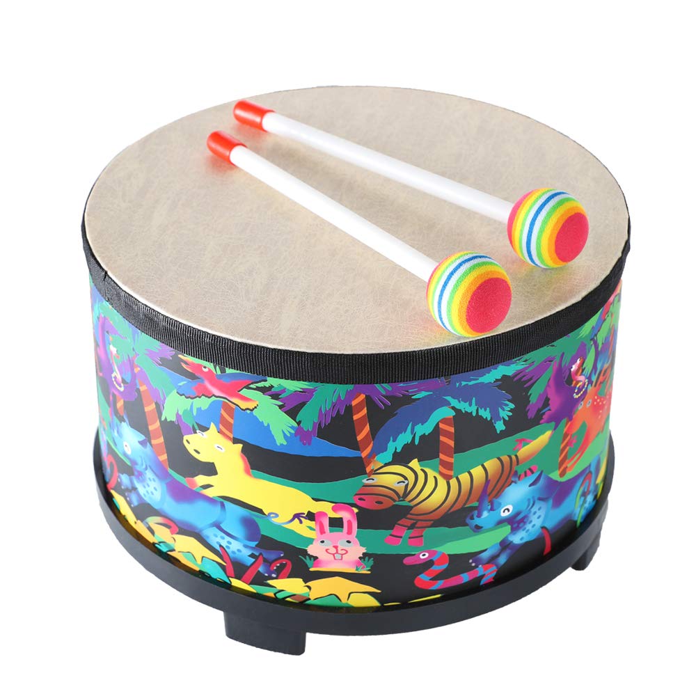 Musfunny Bongos for Kids Drum 10 Inch: Baby Drum with 2 Mallets | Bongo Drums fo