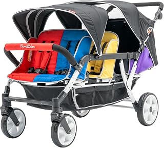 Familidoo H6E 6 seat Baby Stroller- Double Canopy - Daycare Strollers with 5 Point Safety Harness - Backseat footrest Extension for 0 to 36 Months