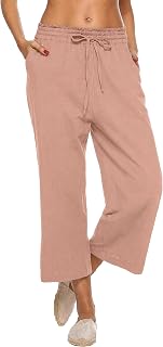 LNX Women Linen Wide Leg Elastic Casual Loose Pants