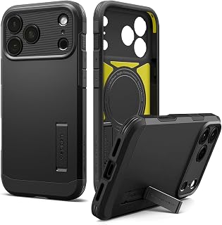 Spigen Tough Armor T MagFit for iPhone 17 Pro / 18 Pro Case, Black | Kickstand, Tactile Camera Control Button Cover, Military-Grade Drop Protection, Compatible with Magsafe and Wireless Charging