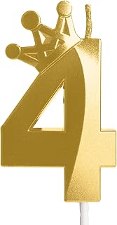 Four-Metallic Gold 4 Birthday Candle, 4th Candle for Cake,4th Cake Topper,Birthday Party Anniversary Celebration Decoration Supplies for Men Women Kids Birthday Decor