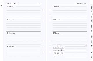 Academic Diary 2026 2027 Refill A5 Size, Week to View, 21 x 14.8 cm | August 2026 to July 2027, Compatible with Filofax A5, with Laminated White Tabs, 100 GSM Paper, PVC Cover, 6-Hole A5 Fit