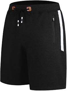 ZOXOZ Men's Sports Running Shorts Cotton with Zip Pockets