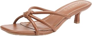 Women's Spaghetti Strap Square Open Toe Kitten Heel Mule Sandals
