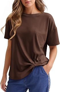 Cicy Bell Womens Summer Casual T-Shirts Loose Fit Twist Front Basic Tees
