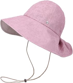 Kashilla SHK01242 Women's Wide Brim Hat, Washable, UV Protection, Drawstring, Small Face, Spring and Summer, Daily Chin Strap, Cotton, Size Adjustable
