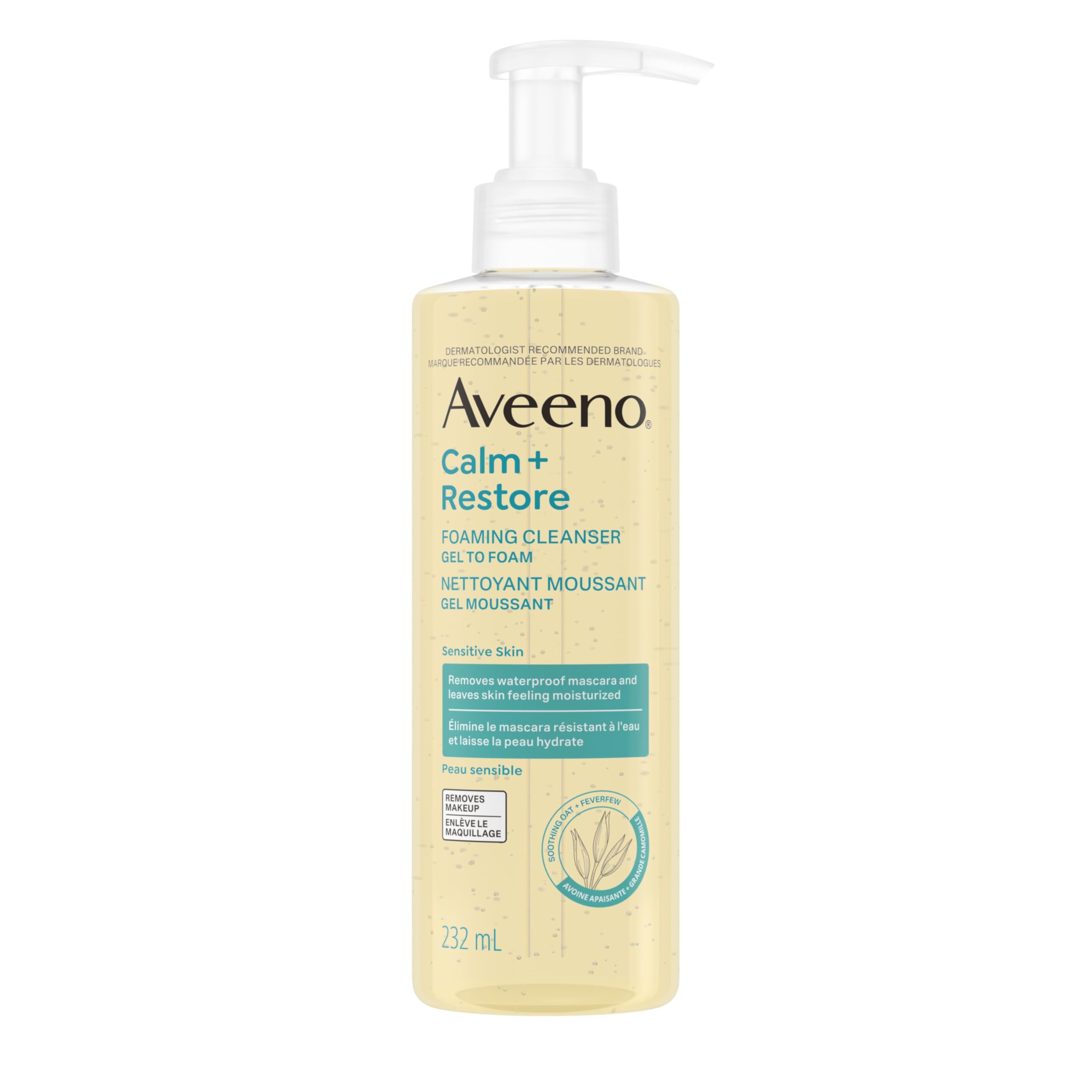 Aveeno Calm + Restore Foaming Cleanser for Sensitive Skin, Daily Face Wash Gentl