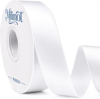Milimot 1 Inch Double Faced White Ribbon,Satin Ribbon Continuous 25 Yards | White Ribbon for Gift Wrapping,Christmas Ribbon for Tree Bow Crafts Wedding Bouquet Floral Lei Holiday Christmas Decorations