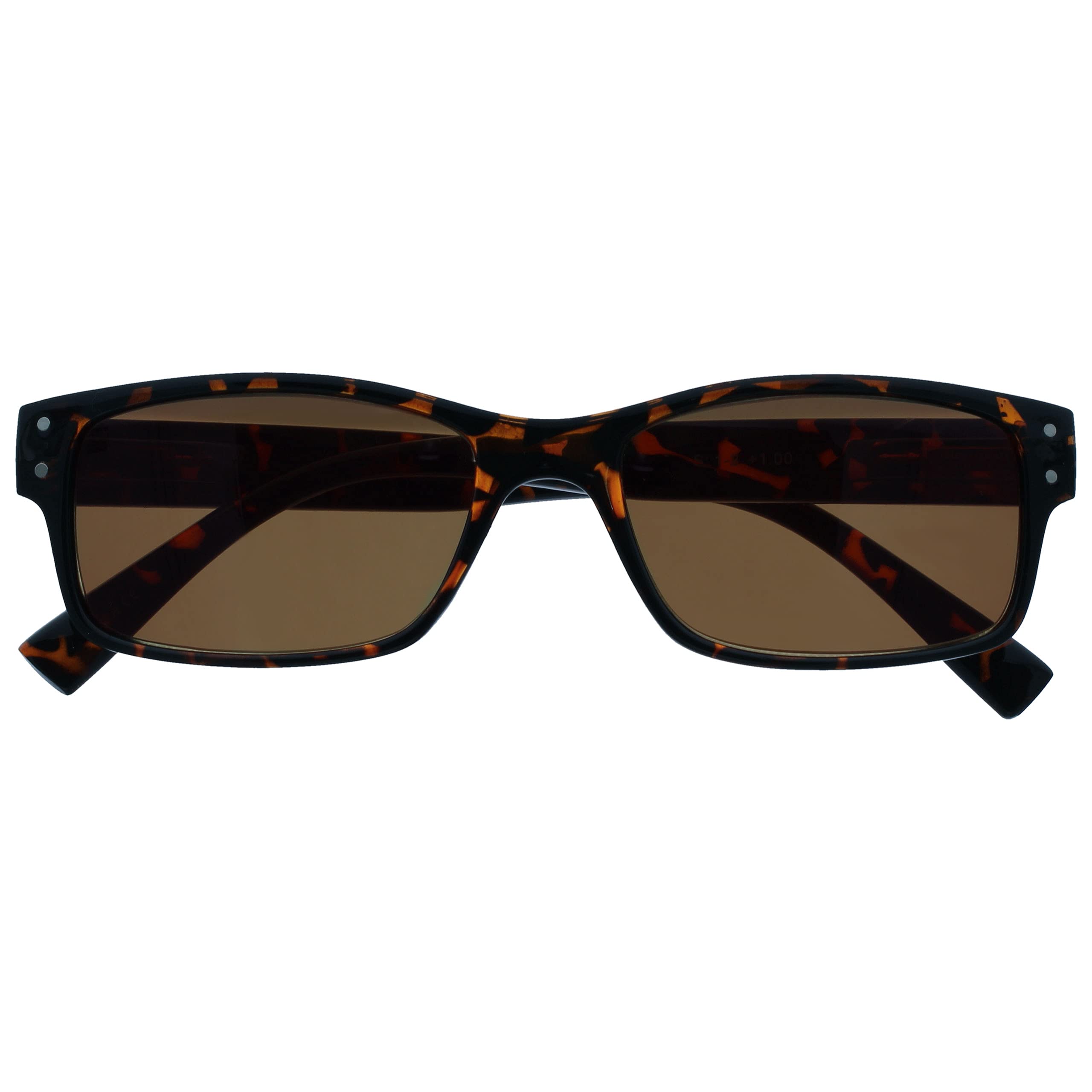 OPULIZE Men's Large Brown Turtle Sun Readers Uv400 Designer Style Spring Hinges 