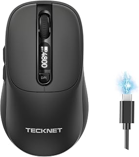 TECKNET Wireless Mouse with LED Display,Tri-Mode Bluetooth Mouse for Laptop