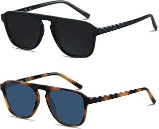 ANDWOOD Mens Sunglasses Polarized Square Aviator Modern Pilot Sun Glasses