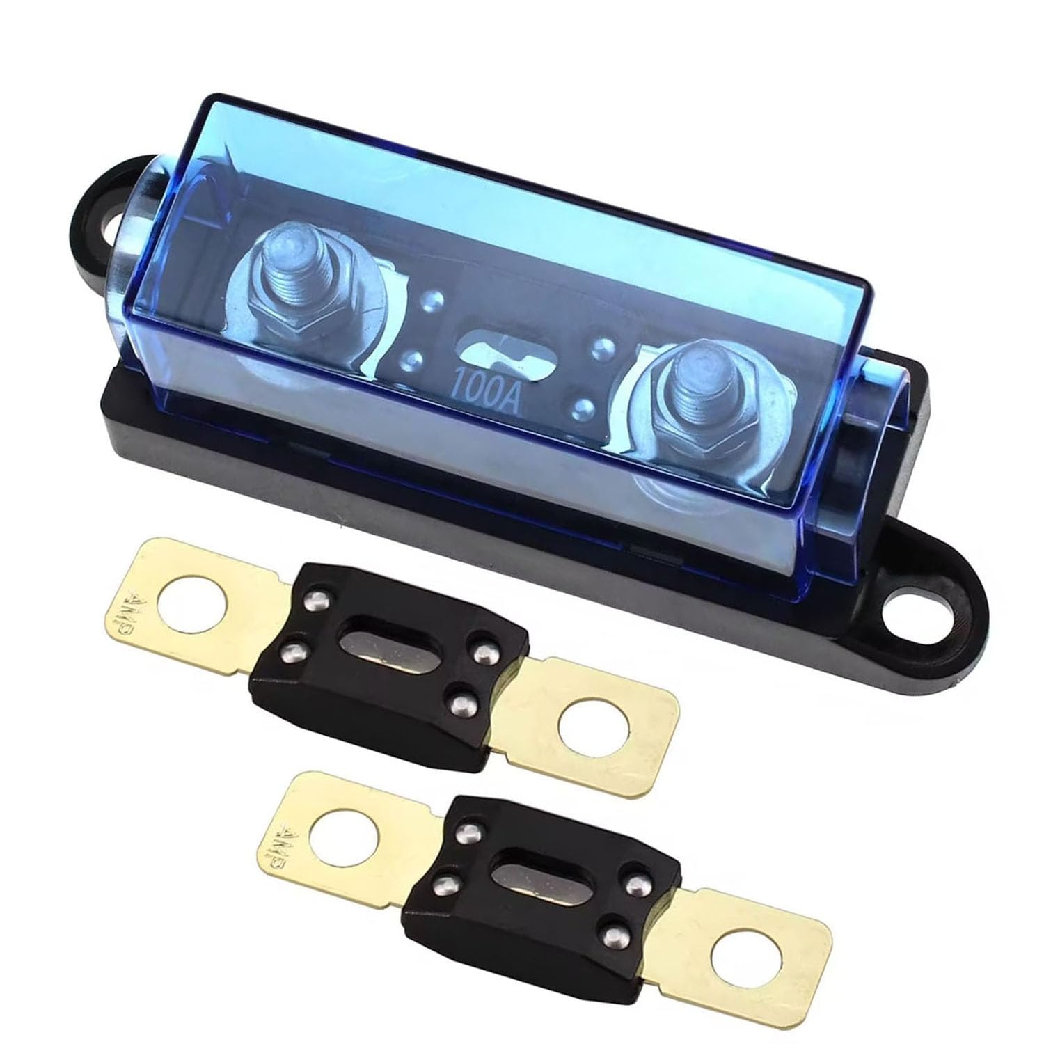 RKURCK 1 Way MEGA/AMG Fuse Holder 60A, Bolt Down M8 5/16" (2 Pack 60A + 1 Way Fu