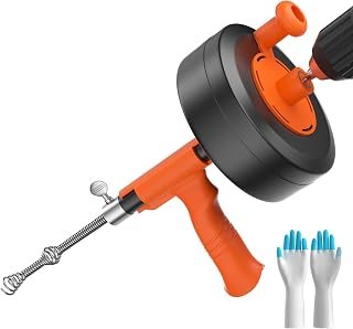 Drain Snake, 50ft Flexible Steel Drain Auger with Drill Adapter, Heavy Duty Sink Plumbing Unblocking Hand Auger, Manual Or Powered for Shower & Bathtub Clogs-No auto Retract or Feed