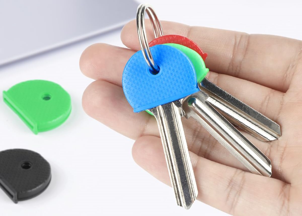 8 Colors Key Cap Set 1 Inch Key Head Protector Soft Flexible Key Identifier Stan