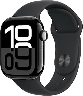 Apple Watch Series 10 [GPS + Cellular, 46mm] - Jet Black Aluminum Case with Black Sport Band, S/M (Renewed Premium)