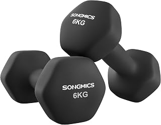 SONGMICS Set of 2 Hex Dumbbells with Neoprene Coating for Strength Training, Fitness, Home Workout