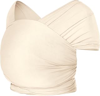 Ergobaby Baby Sling for Newborns from Birth up to 11.3 kg, Aura Knit Sling wrap Made from Recycled Fabrics, Elasticated and Breathable, Unisex Sling wrap, Cream