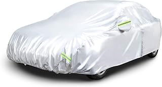 Amazon Basics Silver Weatherproof Car Cover - 150D Oxford, Sedans up to 200"