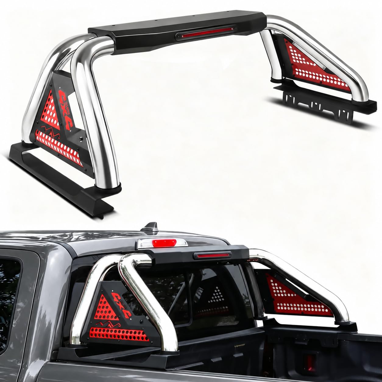 MONOKING Universal Adjustable Roll Bar for Truck with Brake Light | Heavy-Duty S