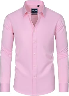 Alimens & Gentle Men's Slim Fit Button Down Shirts Long Sleeve Stretch Wrinkle-Free Shirt Stain Protection