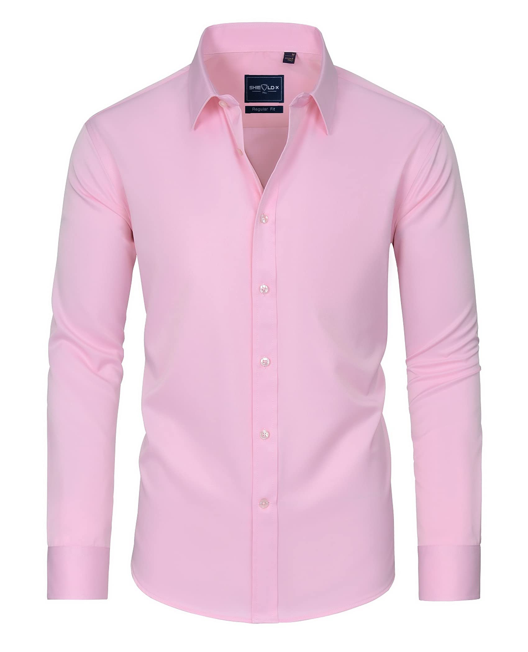 Alimens & Gentle Men's Slim Fit Button Down Shirts Long Sleeve Stretch Wrinkle-F