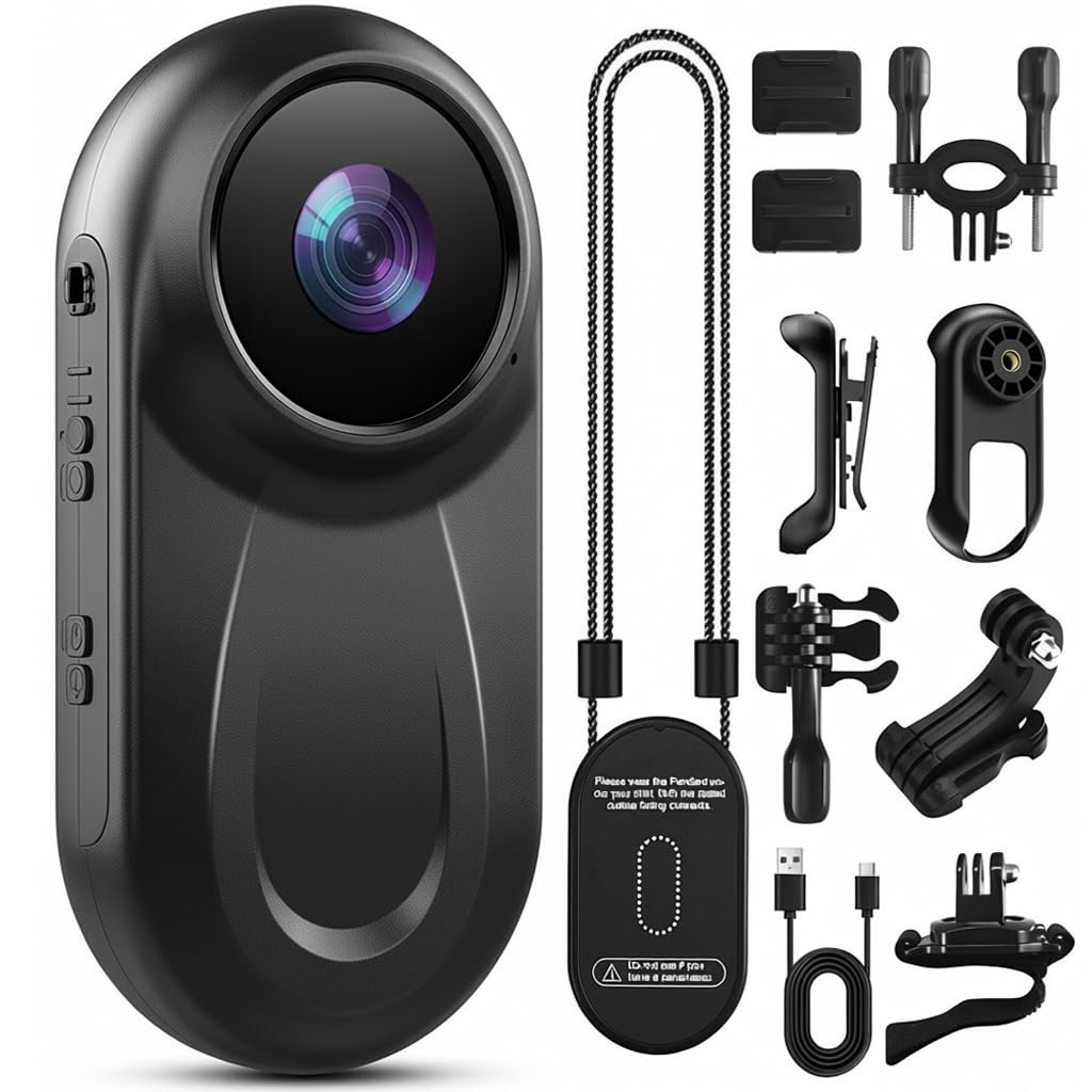 zakotu Mini Body Camera 1080P, 512G Thumb Vlogging Cam Hands-Free Recording, Act