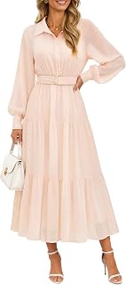 ZESICA Women's Long Sleeve Floral Casual Flowy Wedding Guest Maxi Dresses