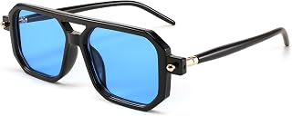 FEISEDY Vintage Square 70s Flat Aviator Sunglasses Women Men B2622
