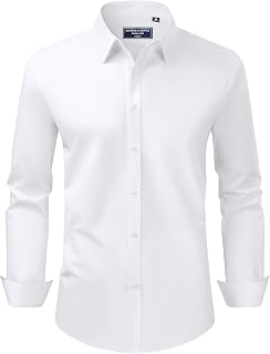 Alimens & Gentle Mens Regular Fit Stretch Stain Resistant Long Sleeve Solid Color Work Wedding Button Shirts