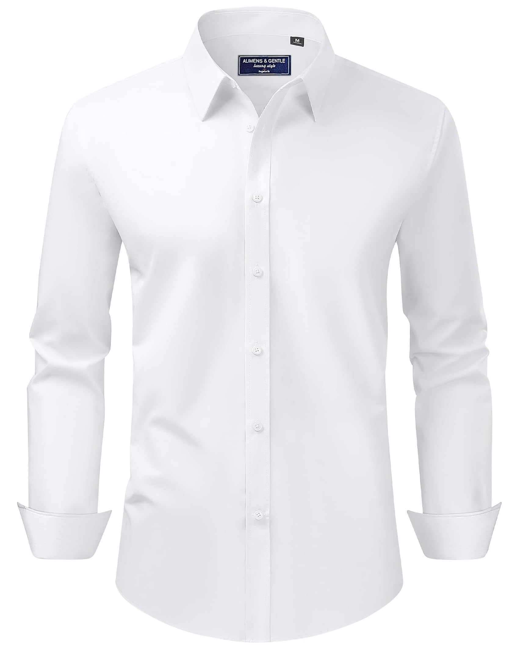 Alimens & Gentle Mens Regular Fit Stretch Stain Resistant Long Sleeve Solid Colo