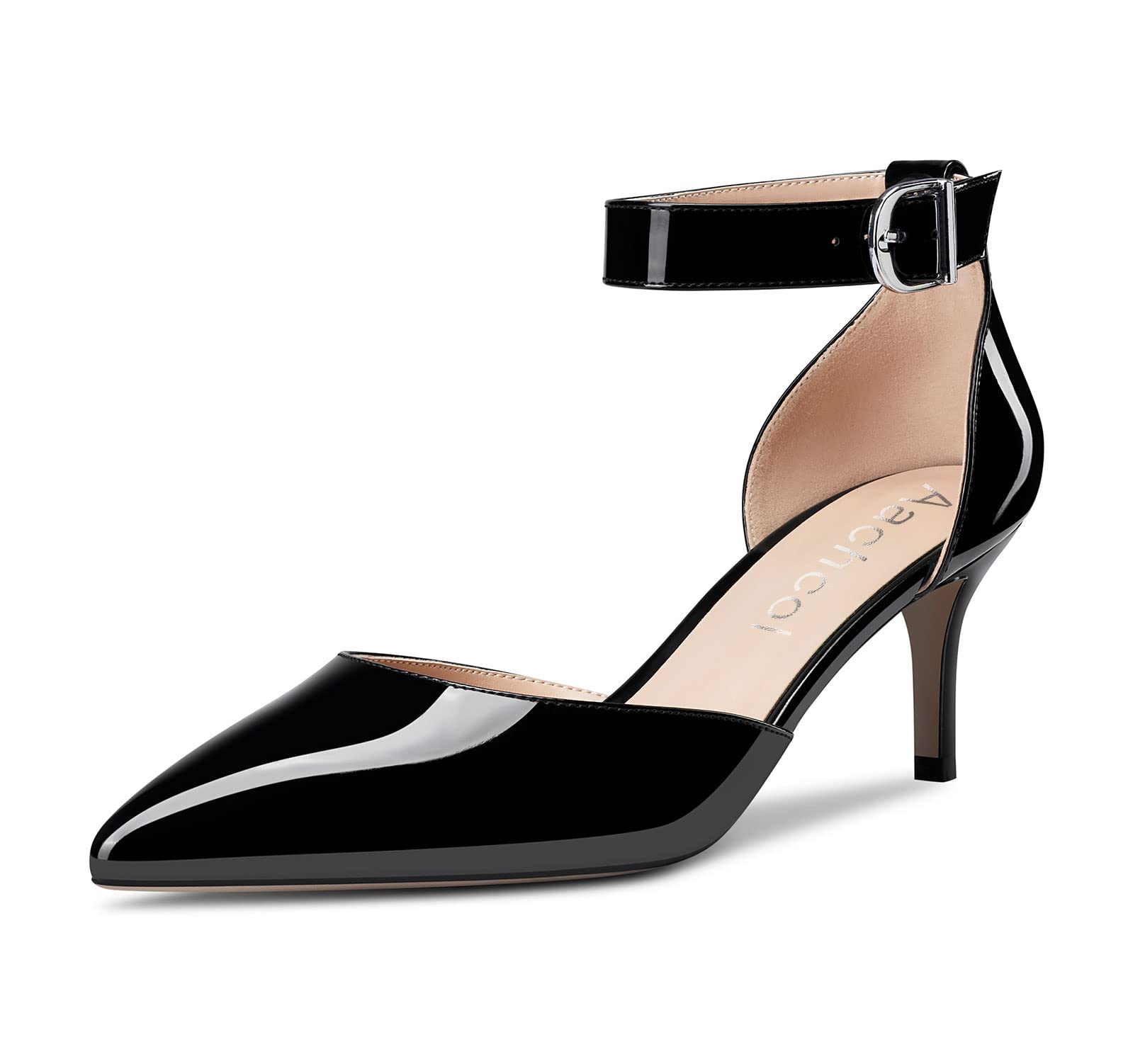Aachcol Women's Needle Medium Heel Ankle Strap Pumps Pointed Toe Sandals Dress S