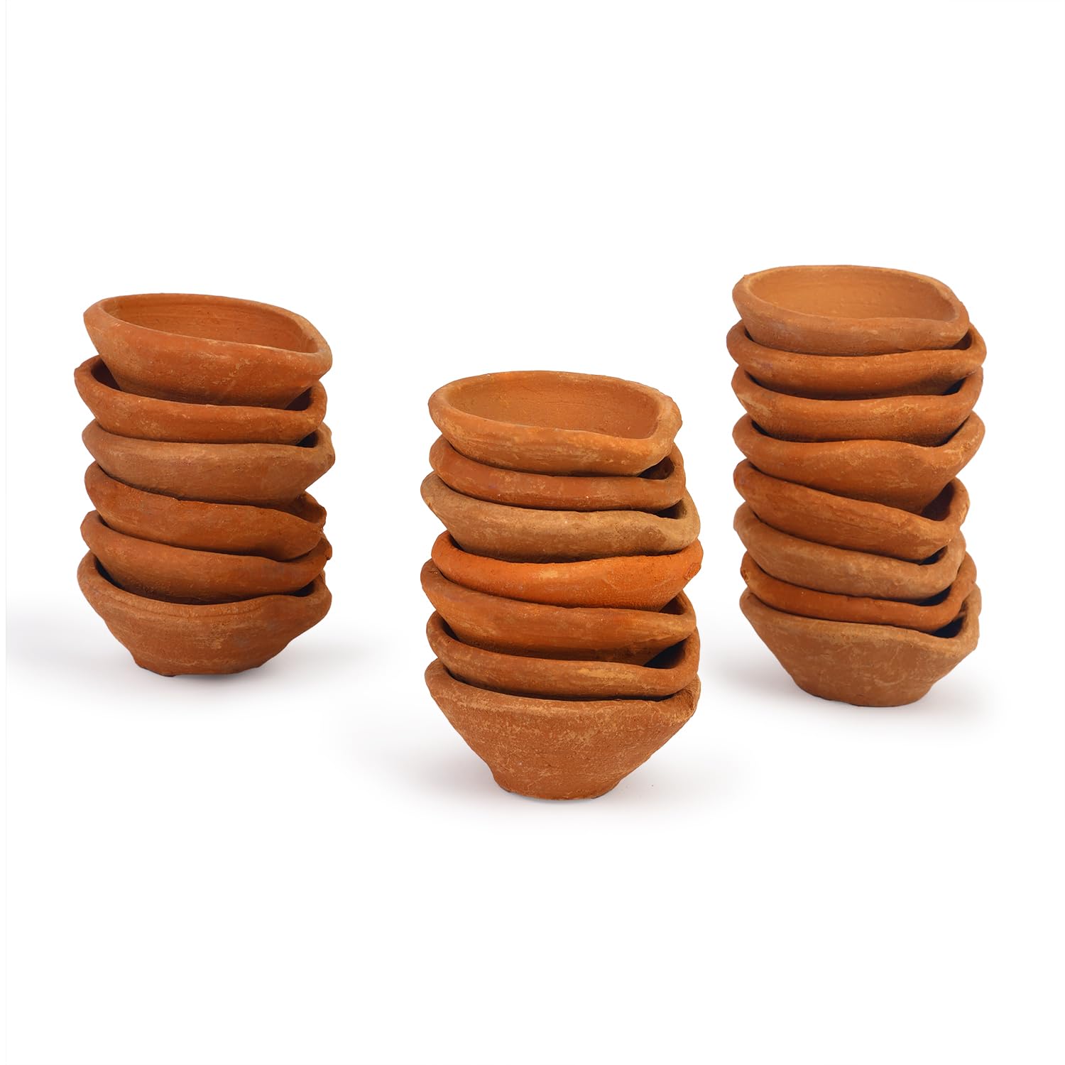 Handmade Terracotta Set of 24 Natural Clay Diya | Traditional Oil Lamp for Diwal