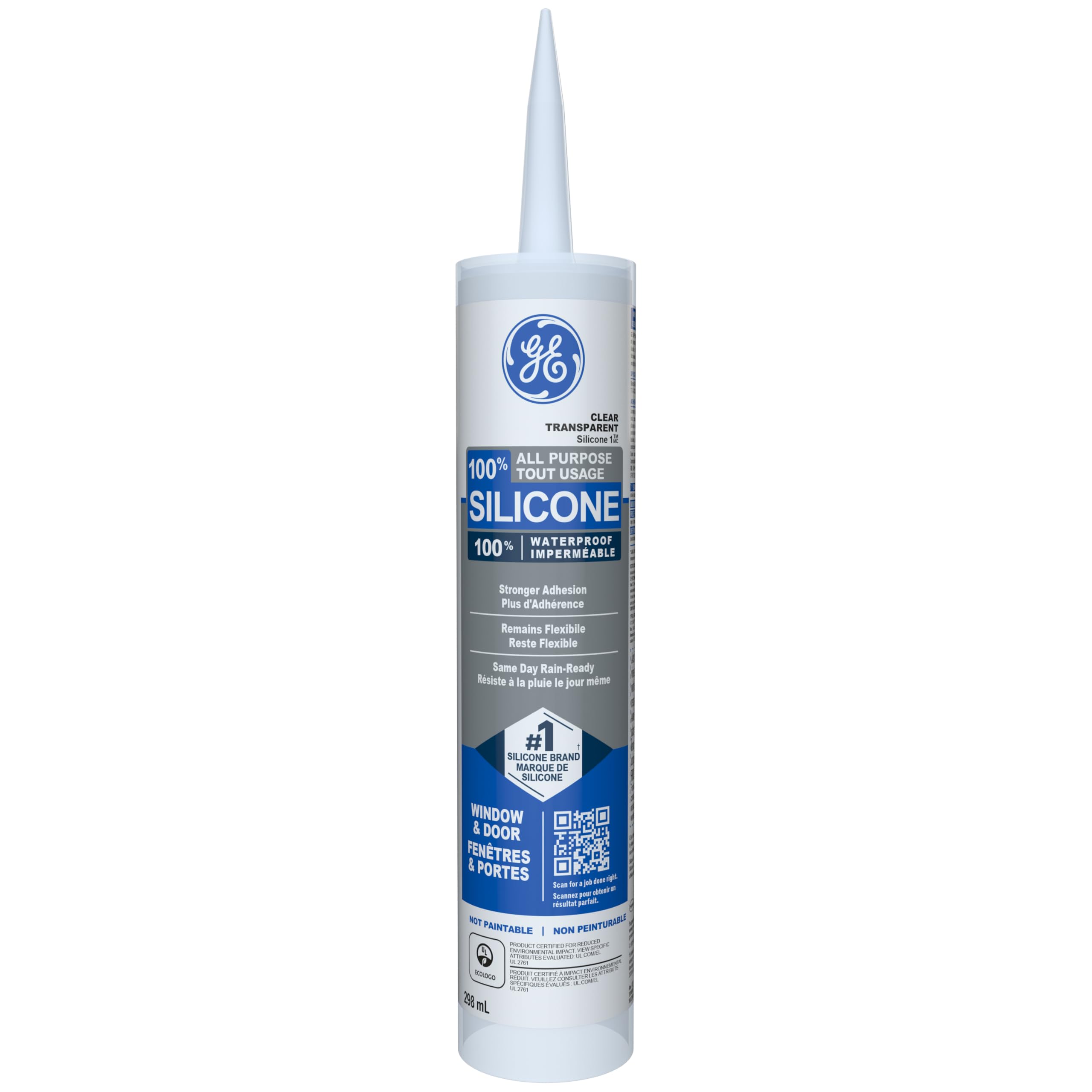 GE Silicone 1 Window & Door, Clear All-Purpose Sealant, 298 ml Cart 1 Pack | 100