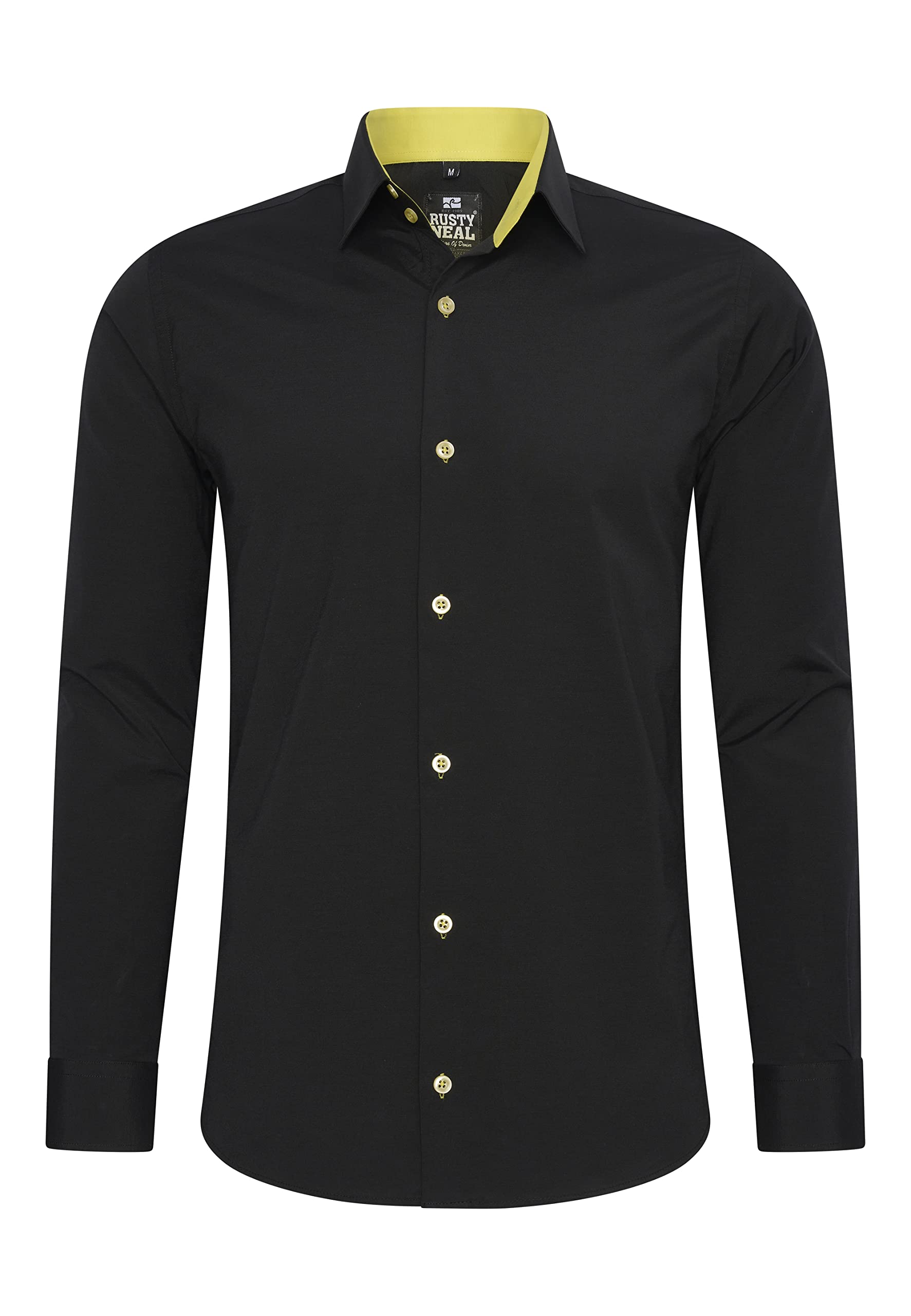 Rusty Neal Men's High Quality Slim Fit Long Sleeve Stretch Contrast Shirt Leisur