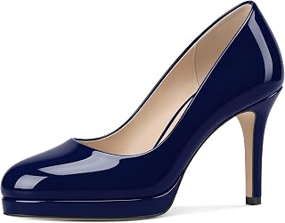 Mettesally Women's Platform Pump Heels Leather Closed Toe Comfy Size 6-11