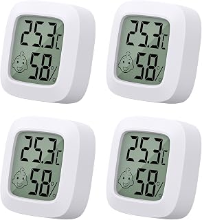 4 Pack Room Thermometer, Indoor Thermometer Hygrometer Digital Humidity Gauge with Temperature Humidity Monitor for House, Office, Greenhouse, Home, Garden