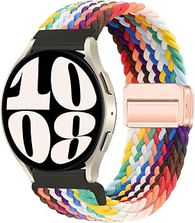 Bracelet de montre magnétique tressé 20 mm 22 mm pour Samsung Galaxy Watch 7/6/5/4/FE 40 mm 44 mm/Watch 6&4 Classic 42 mm 46 mm 43 mm 47 mm/Watch 5 Pro 45 mm/3 41 mm/Active 2, bracelet en nylon pour