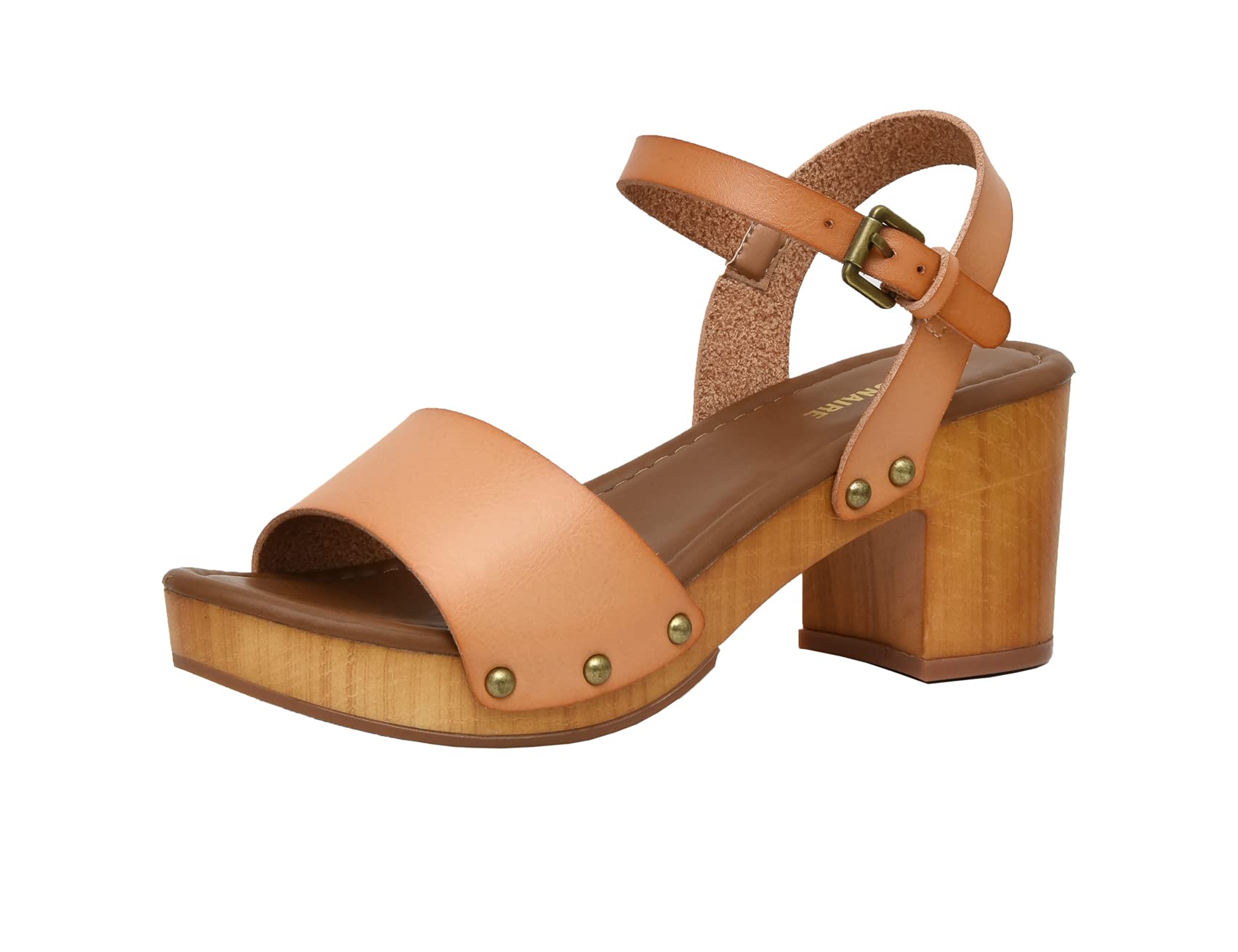 CUSHIONAIRE Women's Sloan Faux Wood Sandal +Memory Foam Insole & LiteSole Techno