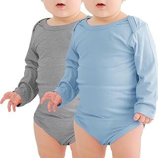 Jimonda Baby Rompers | Soft Summer Long-Sleeve Bodysuit for Newborns 0-24M | Breathable Infant Onesie with Snap Buttons