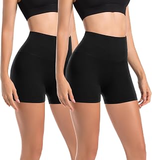 Leafigure 2 Pack Women's Cycling Shorts High Waist Opaque Summer Gym Fitness Yoga Shorts