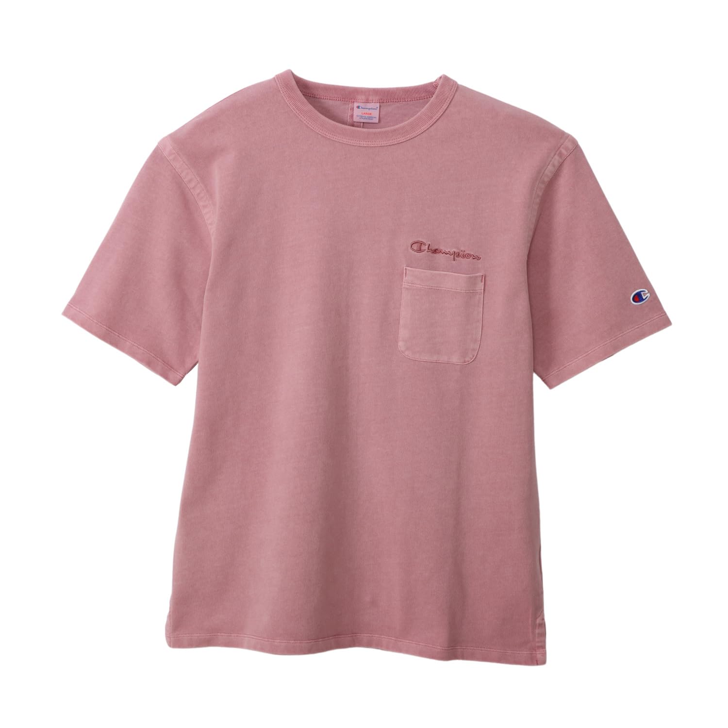 半袖Tシャツ 半袖 丸首 綿100% スクリプトロゴ刺繍 ショートスリーブポケットTシャツ メンズカジュアル