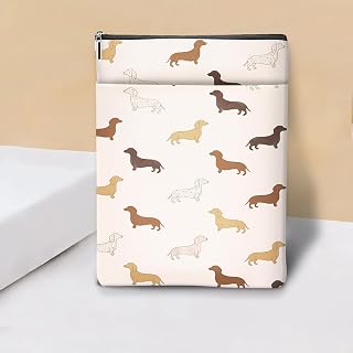Cute Dog Book Sleeve Book Lovers Gift Sleeve with Zipper & Front Pocket, 11.5" x 8.8" Canvas Book Cover Protector Reading Gift for Women Friends Christmas Birthday Gift