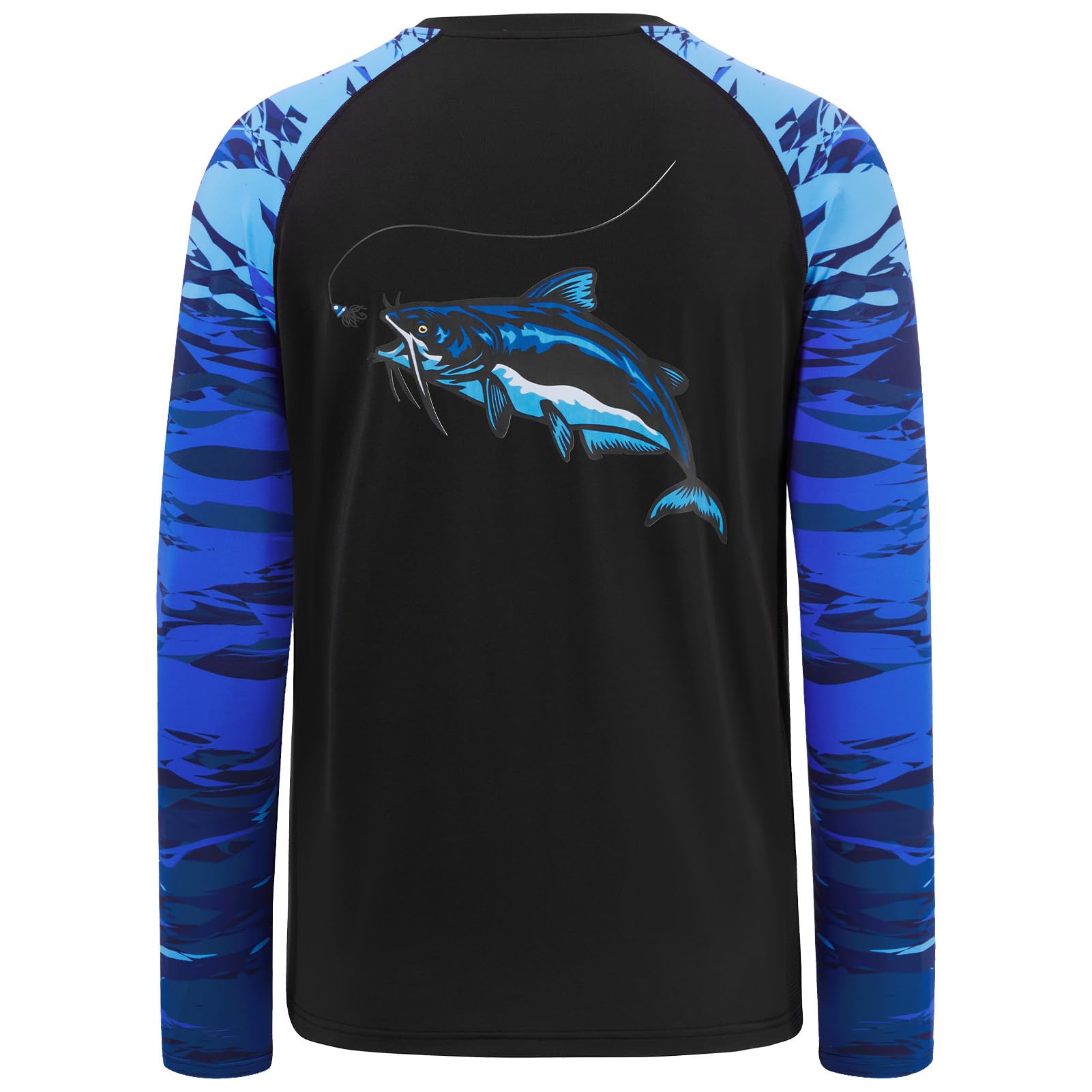 BASSDASH Men's Long Sleeve Fishing Shirt with Fish Print UPF 50+ Sun Protection,