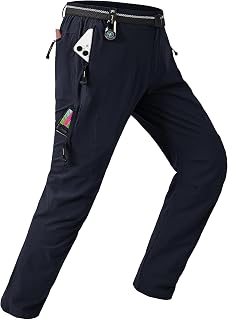 TBMPOY Mens Waterproof Fleece Ski Pants with Belt