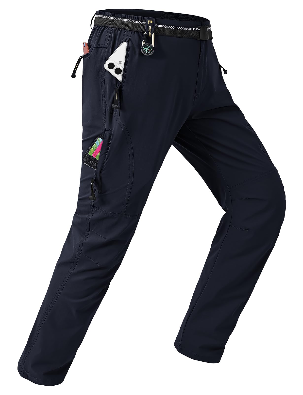 TBMPOY Mens Waterproof Fleece Ski Pants with Belt