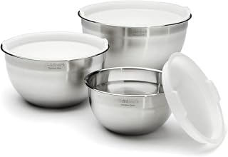 Cuisinart Mixing Bowl Set, Nesting Bowls, Stainless Steel, 3-Piece | 1.5, 3 & 5 qt. stainless steel mixing bowls for baking, cooking & prep, dishwasher safe, durable & compact, CTG-00-SMB