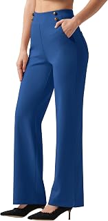 Willit Women Wide Leg Pants Work Trousers Stretch High Waist Work Pants Office Business Casual Pockets Petite/Normal/Tall