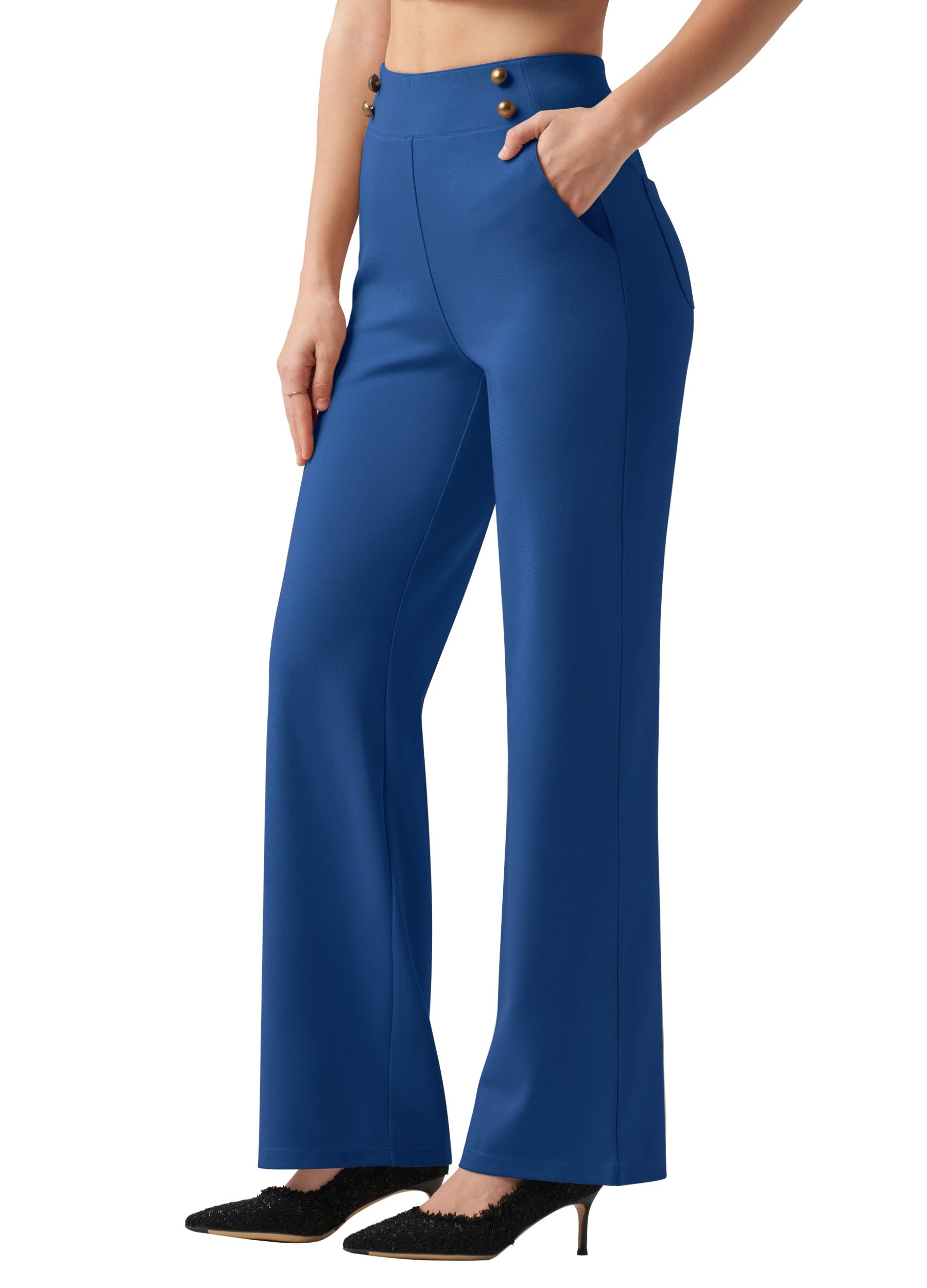 Willit Women Wide Leg Pants Work Trousers Stretch High Waist Work Pants Office B