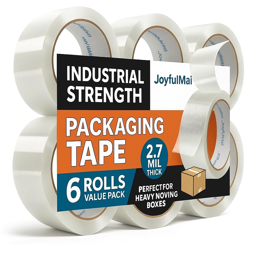 JoyfuIMaiMaiMai Clear Packing Tape, 6 Rolls 1.88inches Wide, 65 Yards Per Roll, 